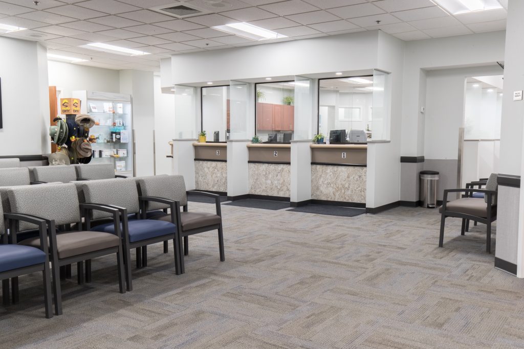 Springfield office reception desk and patient waiting area