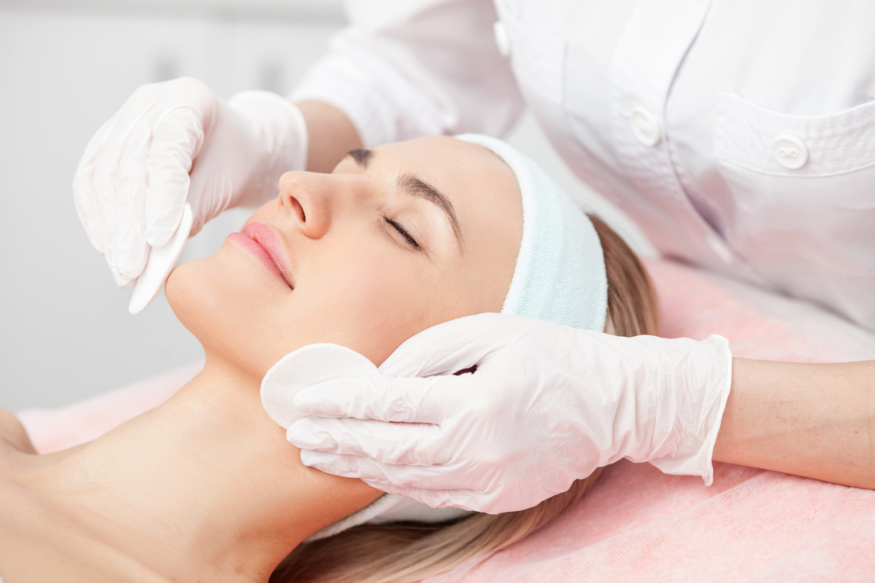 woman at new england dermatology and laser center getting a professional skin treatment
